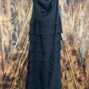 Elegant Black Tiered Evening Gown